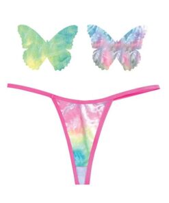 Neva Nude Naughty Knix Rainbow Sherbet Velvet G-String & Pasties - (Color Varies) Multi  O/S