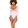 Maria Ribbed Knit & Lace Teddy Crystal Rose LG