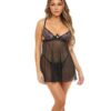 Riley Empire Waist Babydoll w/Matching G-String Black/Pink L/XL