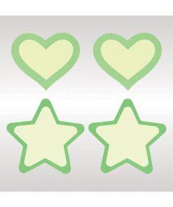 Peekaboos Glow in the Dark Hearts & Stars - Green 2 Pairs