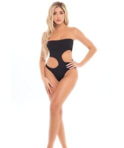 Pink Lipstick Fatale Cutout Bodysuit Black O/S