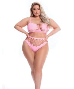 Pink Lipstick Neon Dreams Bra & High Waist Thong Pink QN