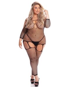 Pink Lipstick In My Head Net Bodystocking Black QN