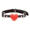 Plesur Heart Ball Gag w/Red Hearts - Black