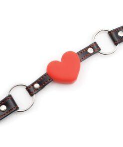 Plesur Heart Ball Gag w/Red Hearts - Black