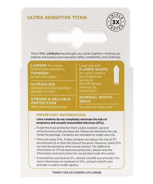 Lifestyles Ultra Sensitive Titan Condom - Pack of 3