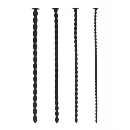 Shots Ouch Advanced Urethral Sounding Silicone Spiral Plug Set - Black