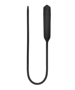 Shots Ouch Extra Long Urethral Sounding Silicone Vibrating Bullet Plug - Black