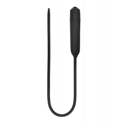 Shots Ouch Extra Long Urethral Sounding Silicone Vibrating Bullet Plug - Black
