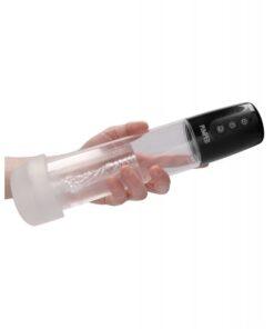 Shots Pumped Automatic Cyber Pump Masturbation Sleeve w/Free Silicone Cock Ring - Clear