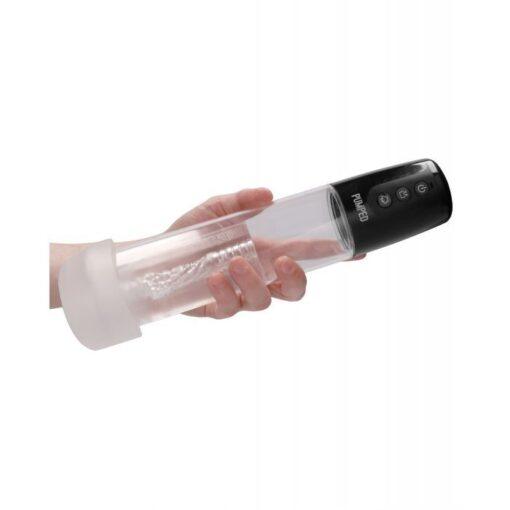 Shots Pumped Automatic Cyber Pump Masturbation Sleeve w/Free Silicone Cock Ring - Clear