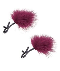 Sex & Mischief Enchanted Feather Nipple Clamps - Burgundy