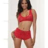 Knit Bralette & Cheeky Shorts Flame Scarlet LG