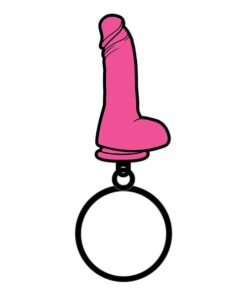 Wood Rocket Sex Toy Dildo Keychain - Pink