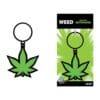 Wood Rocket Pot Leaf Keychain - Green