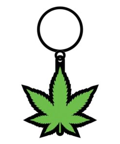 Wood Rocket Weed Pot Leaf Keychain - Green