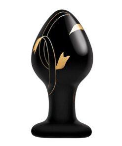 Secret Kisses 3.5" Handblown Glass Plug - Black/Gold