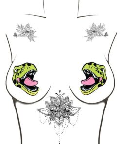 Neva Nude Black Light Dinosaur Pasties - Green O/S